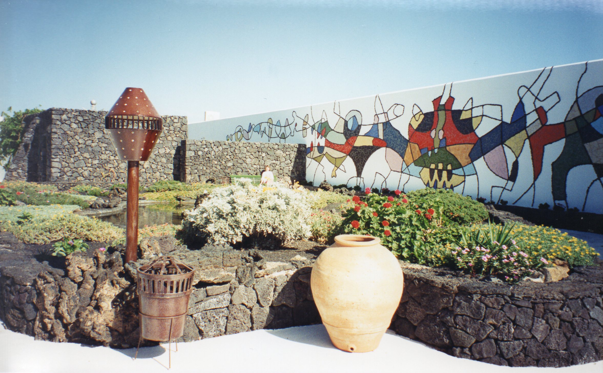 garden with mural